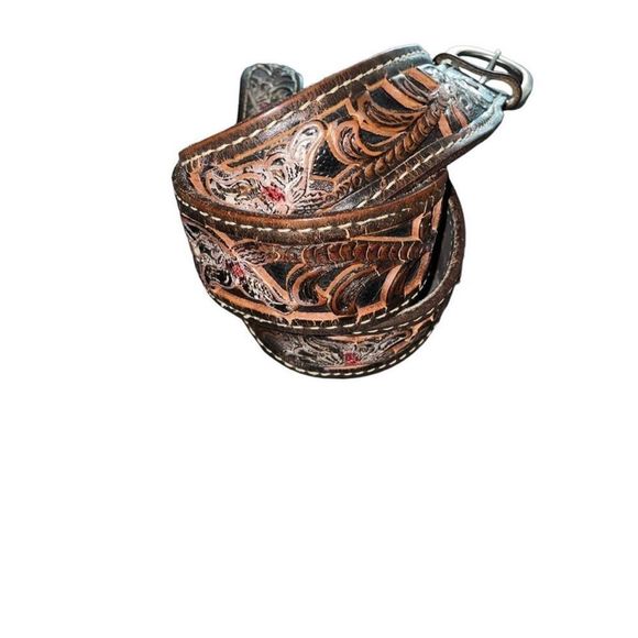 Vintage Custom Tooled Filigree Western Belt - Bid Now = Discounted Shipping main image 6